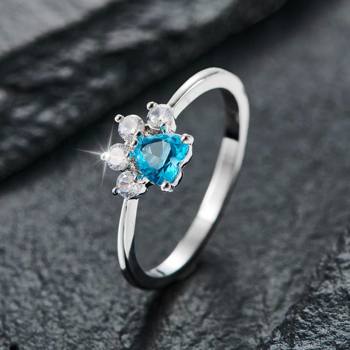 FREE Today: Heart Shaped Opal Zircon Cute Dog Paw Ring - Aqua Zircon - US 13 - image 24