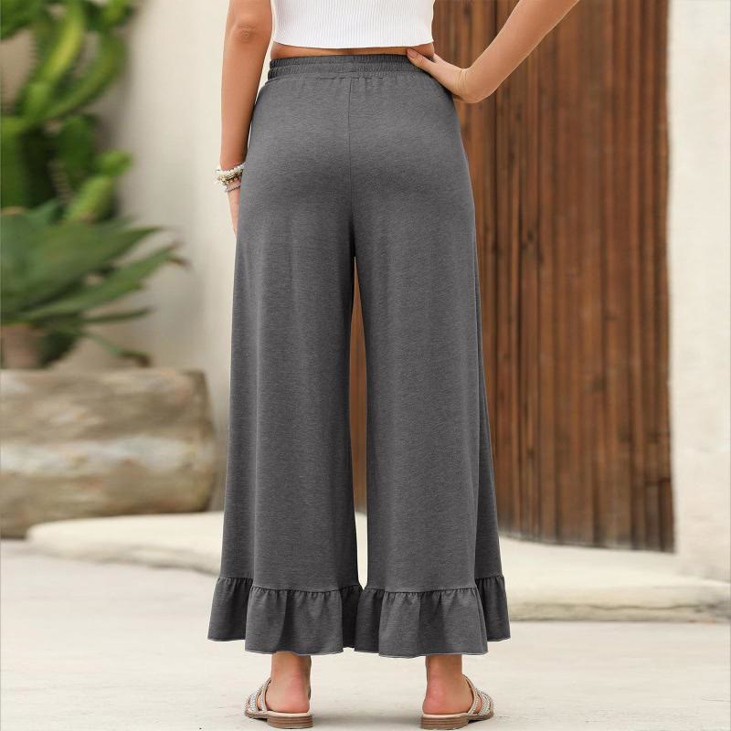 Olivenorma Women's Summer Ruffle Hem Nine-Point Loose Casual Comfort Pants - image 23