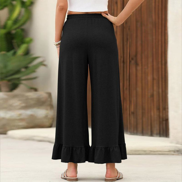 Olivenorma Women's Summer Ruffle Hem Nine-Point Loose Casual Comfort Pants - image 11