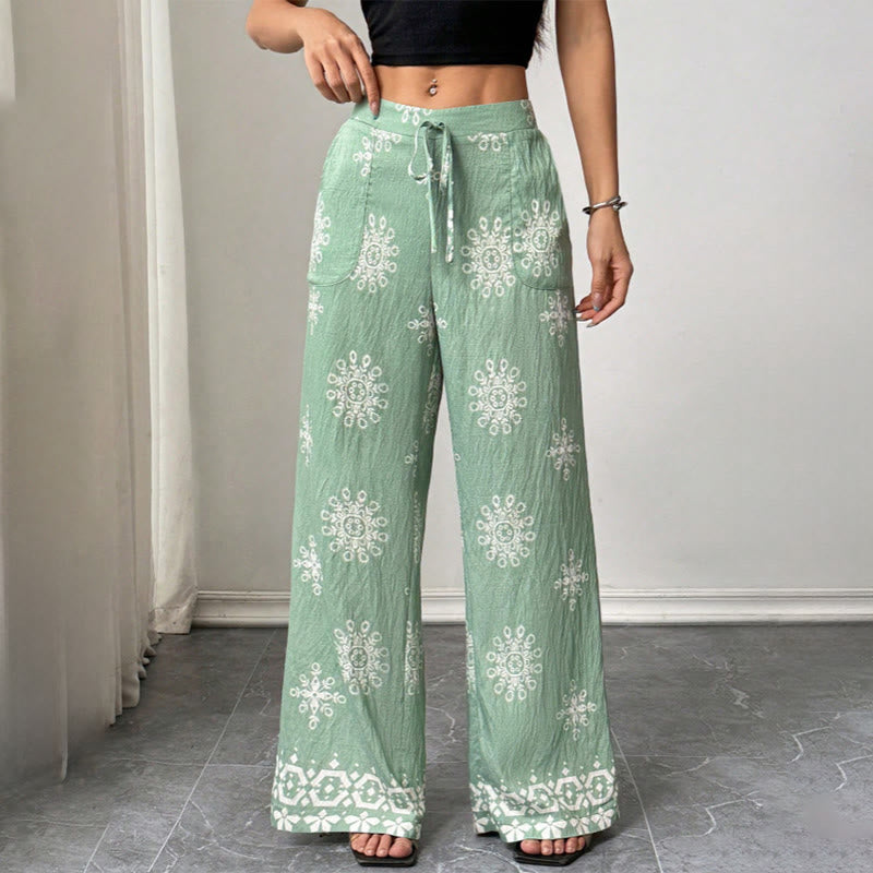 Olivenorma Women's Casual Loose Fit Printed Wide Leg Elastic Waist Comfortable Stylish Pants - image 7