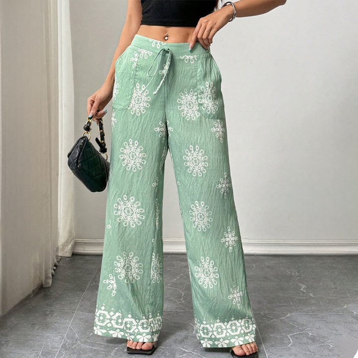 Olivenorma Women's Casual Loose Fit Printed Wide Leg Elastic Waist Comfortable Stylish Pants - image 5