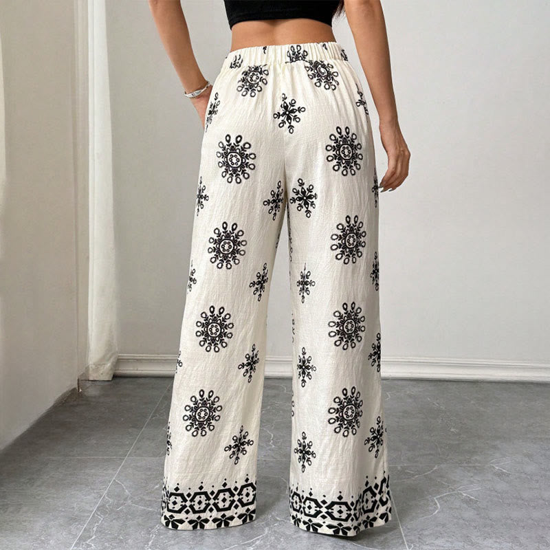 Olivenorma Women's Casual Loose Fit Printed Wide Leg Elastic Waist Comfortable Stylish Pants - image 2