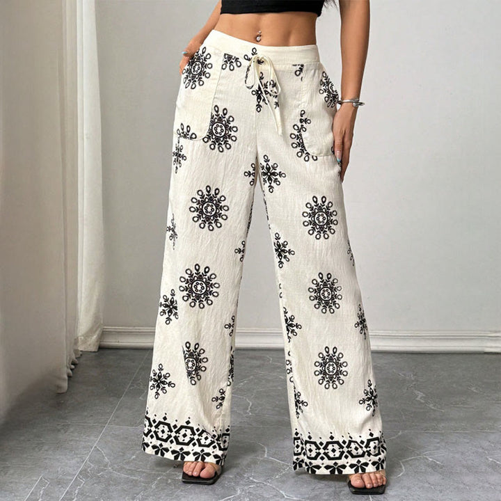 Olivenorma Women's Casual Loose Fit Printed Wide Leg Elastic Waist Comfortable Stylish Pants - image 3