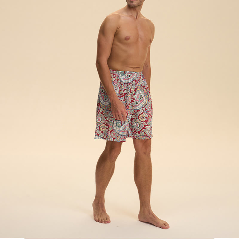 Olivenorma Men's Summer Satin Chiffon Loose Fit Comfortable Stylish Printed Lounge Short Pants - image 11