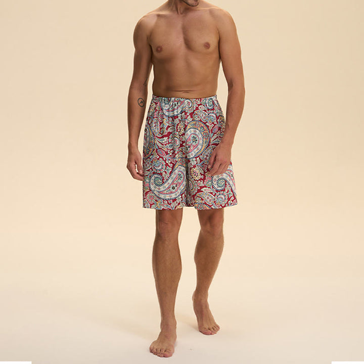 Olivenorma Men's Summer Satin Chiffon Loose Fit Comfortable Stylish Printed Lounge Short Pants - image 12