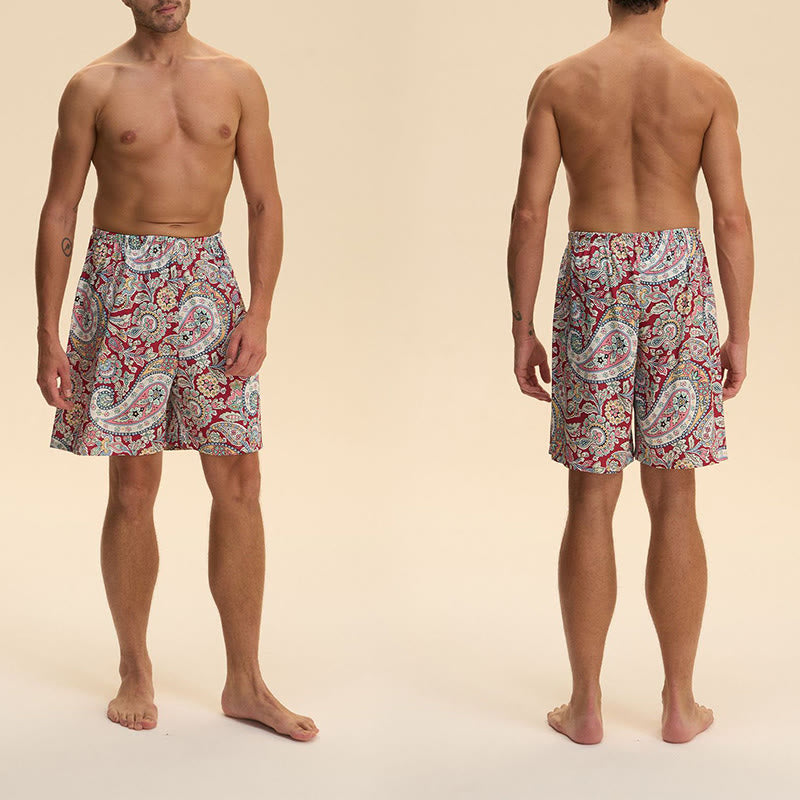 Olivenorma Men's Summer Satin Chiffon Loose Fit Comfortable Stylish Printed Lounge Short Pants - image 14