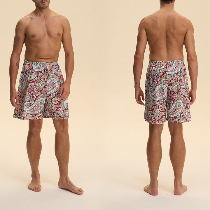 Olivenorma Men's Summer Satin Chiffon Loose Fit Comfortable Stylish Printed Lounge Short Pants - image 14