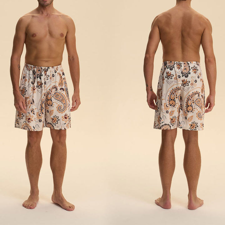 Olivenorma Men's Summer Satin Chiffon Loose Fit Comfortable Stylish Printed Lounge Short Pants - image 4