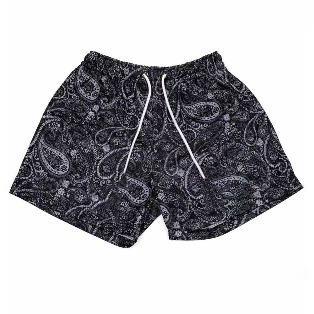 Olivenorma Paisley Mesh Quick-Dry Oversized Basketball Summer Pants - Black - 3XL - image 1