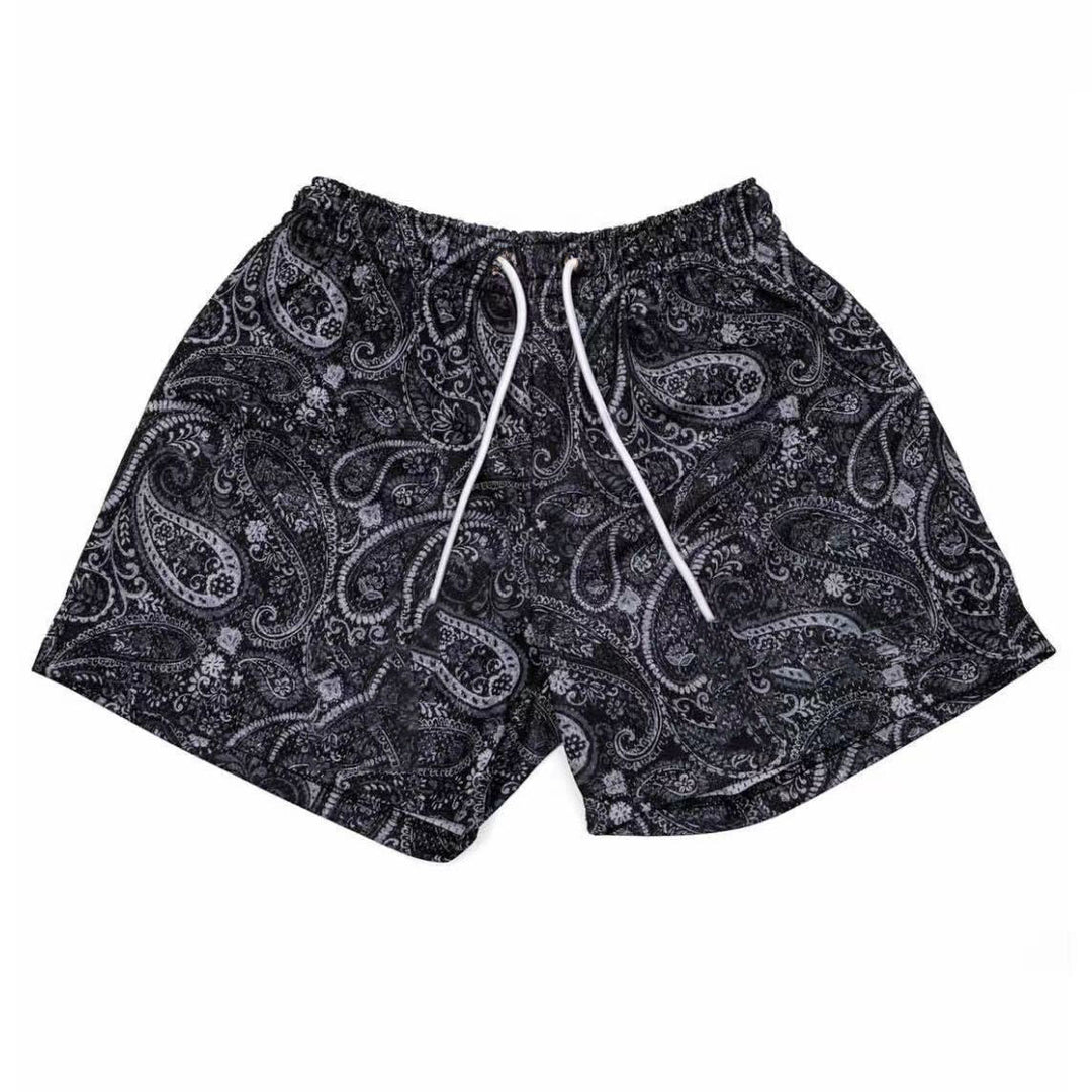 Olivenorma Paisley Mesh Quick-Dry Oversized Basketball Summer Pants - Black - 3XL - image 1