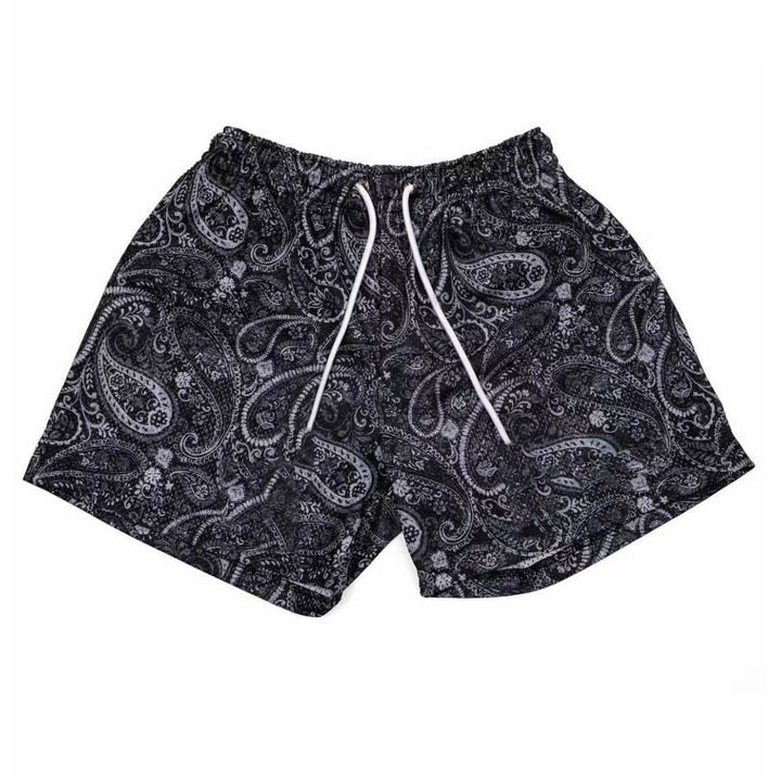 Olivenorma Paisley Mesh Quick-Dry Oversized Basketball Summer Pants - Black - 3XL - image 1