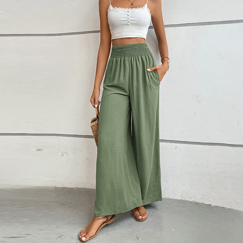 Olivenorma Summer Casual High-Waist Loose Fit Wide-Leg Elastic Waist Pants - image 54
