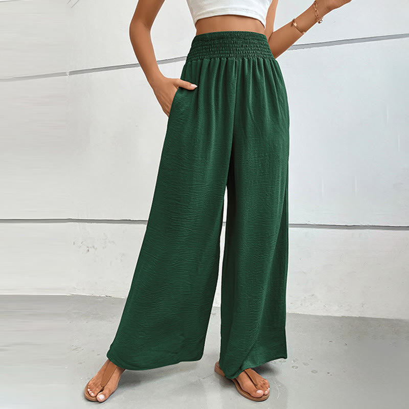 Olivenorma Summer Casual High-Waist Loose Fit Wide-Leg Elastic Waist Pants - image 35