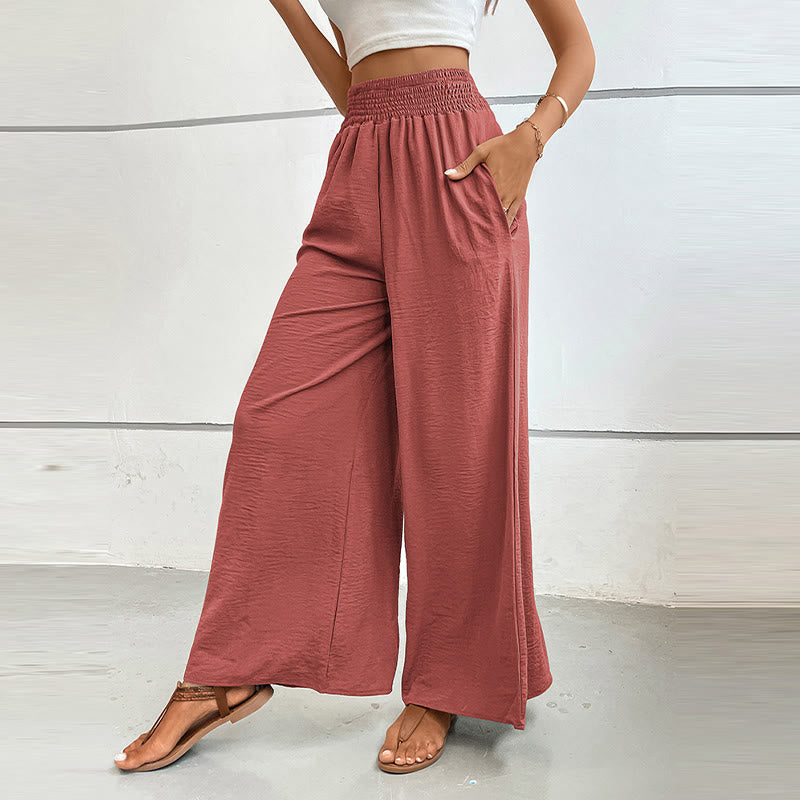 Olivenorma Summer Casual High-Waist Loose Fit Wide-Leg Elastic Waist Pants - image 29
