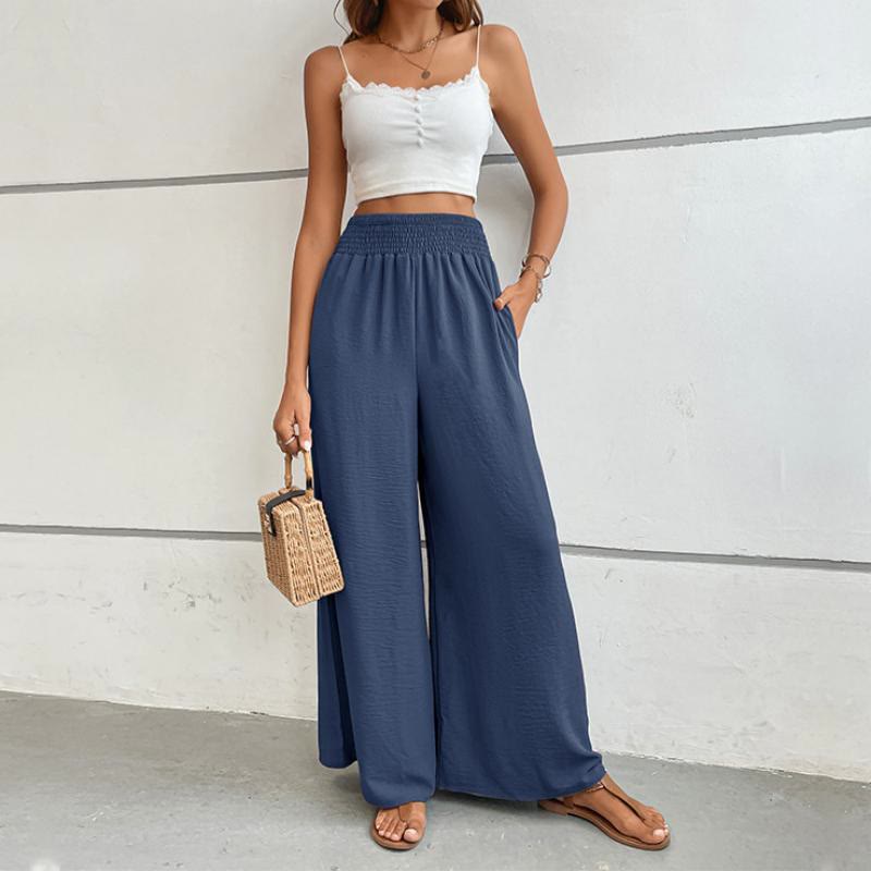 Olivenorma Summer Casual High-Waist Loose Fit Wide-Leg Elastic Waist Pants - image 11