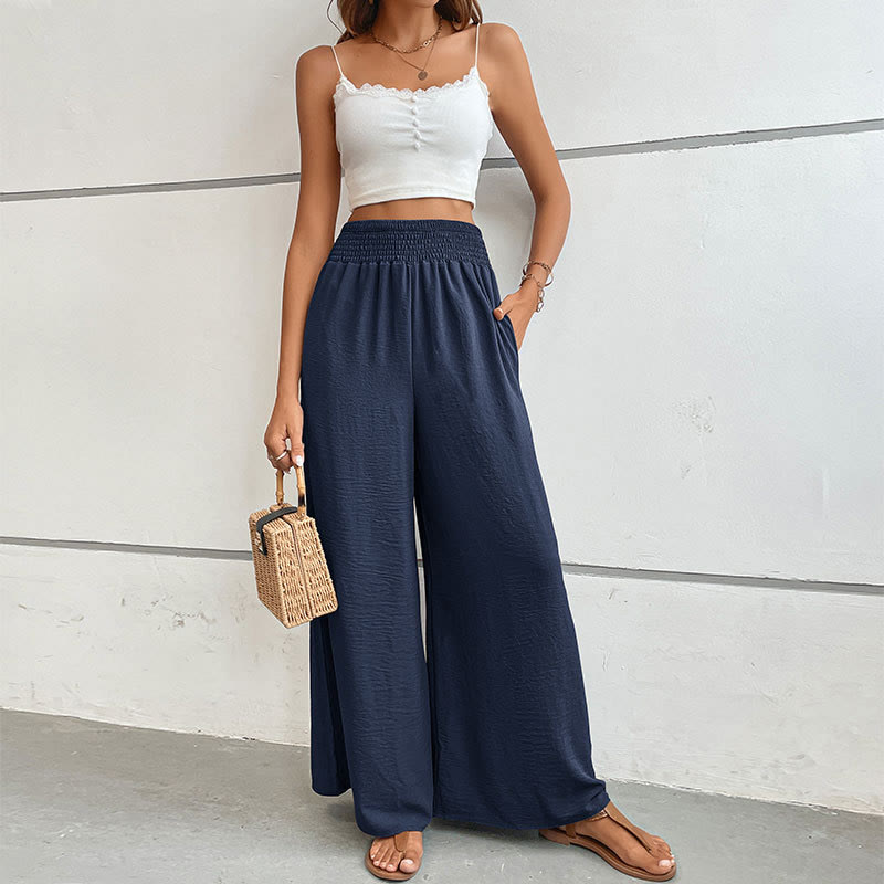 Olivenorma Summer Casual High-Waist Loose Fit Wide-Leg Elastic Waist Pants - image 8