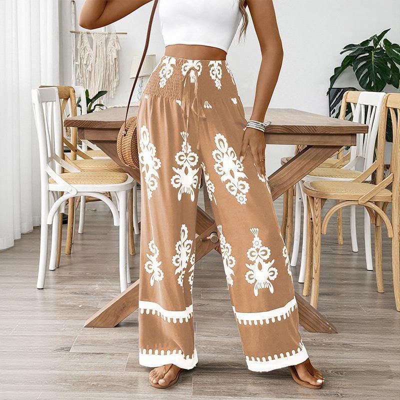Olivenorma Women's Printed Loose Fit Casual Wide-Leg Comfortable Spring Summer Pants - Yellow - 2XL - image 13