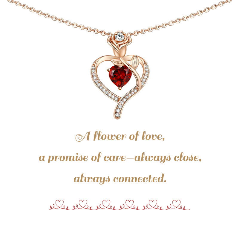 FREE Today: Rose Flower Love Heart Birthstone Gift Card Necklace - image 0