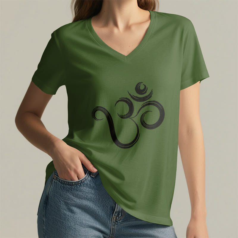 Olivenorma Breathe Yoga Meditation Inspirational V-Neck T-Shirt - image 1