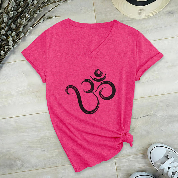 Olivenorma Breathe Yoga Meditation Inspirational V-Neck T-Shirt - Rose Red - 2XL - image 18