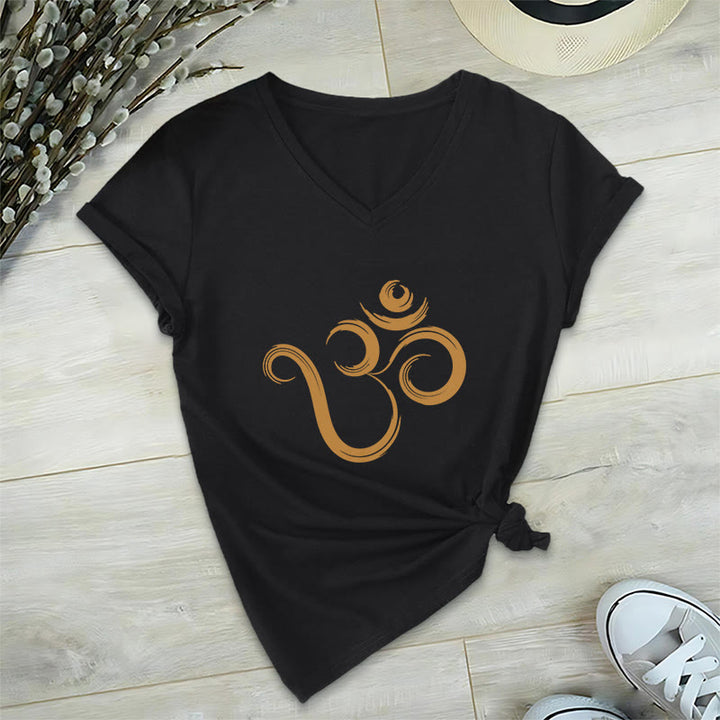 Olivenorma Breathe Yoga Meditation Inspirational V-Neck T-Shirt - Black - 2XL - image 10