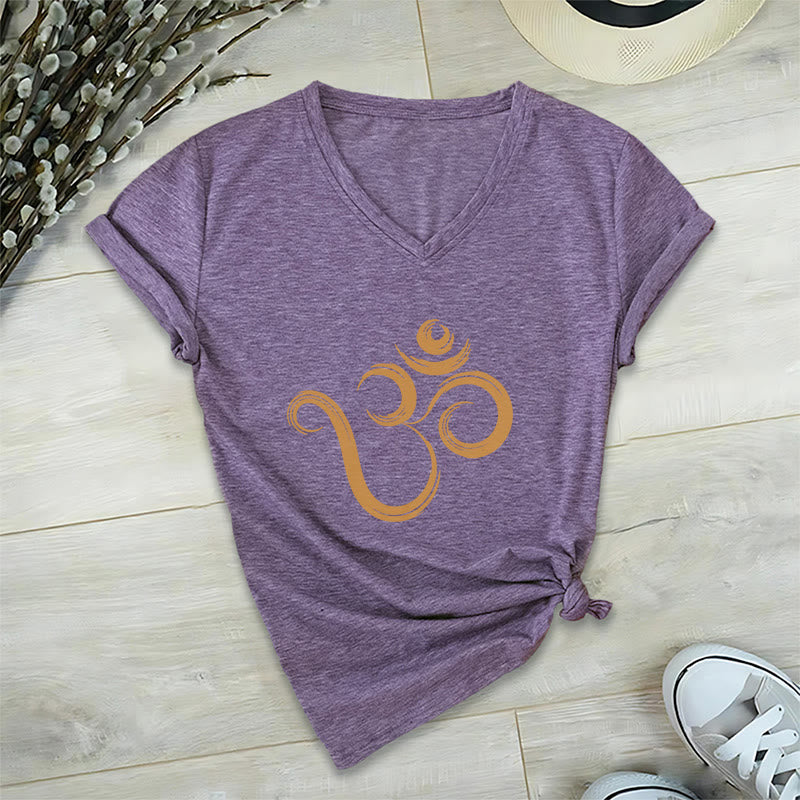 Olivenorma Breathe Yoga Meditation Inspirational V-Neck T-Shirt - Purple - 2XL - image 24