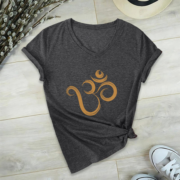 Olivenorma Breathe Yoga Meditation Inspirational V-Neck T-Shirt - Gray - 2XL - image 8