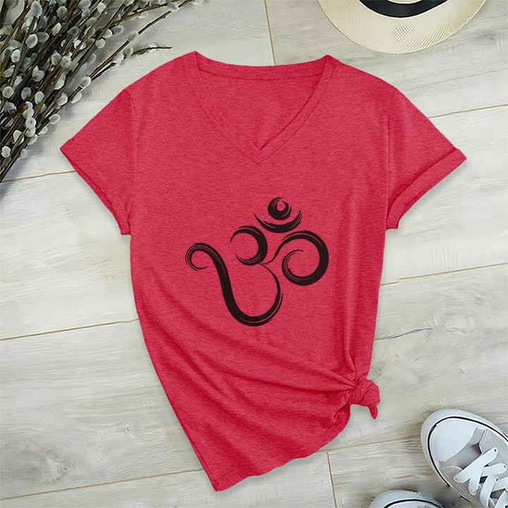 Olivenorma Breathe Yoga Meditation Inspirational V-Neck T-Shirt - Red - 2XL - image 12