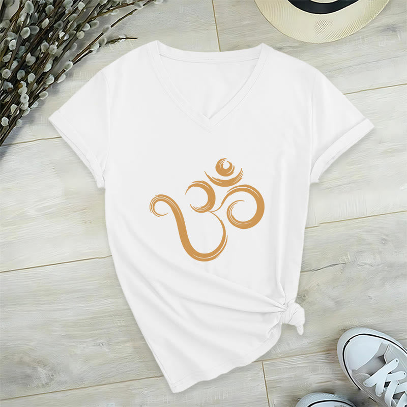 Olivenorma Breathe Yoga Meditation Inspirational V-Neck T-Shirt - White - 2XL - image 2