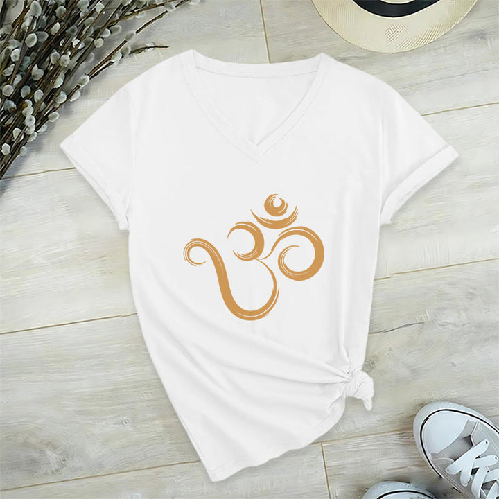 Olivenorma Breathe Yoga Meditation Inspirational V-Neck T-Shirt - White - 2XL - image 2
