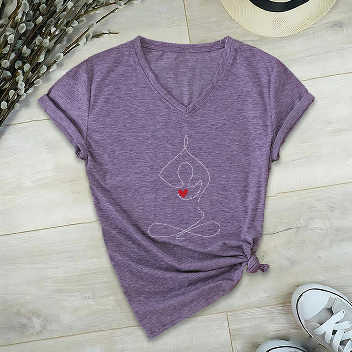 Olivenorma Yoga Meditation Spiritual Pose V-Neck T-Shirt - Purple - 2XL - image 24