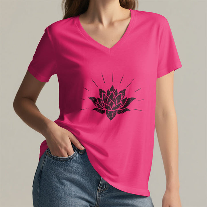 Olivenorma Lotus Zen Yoga V-neck T-shirt - image 21