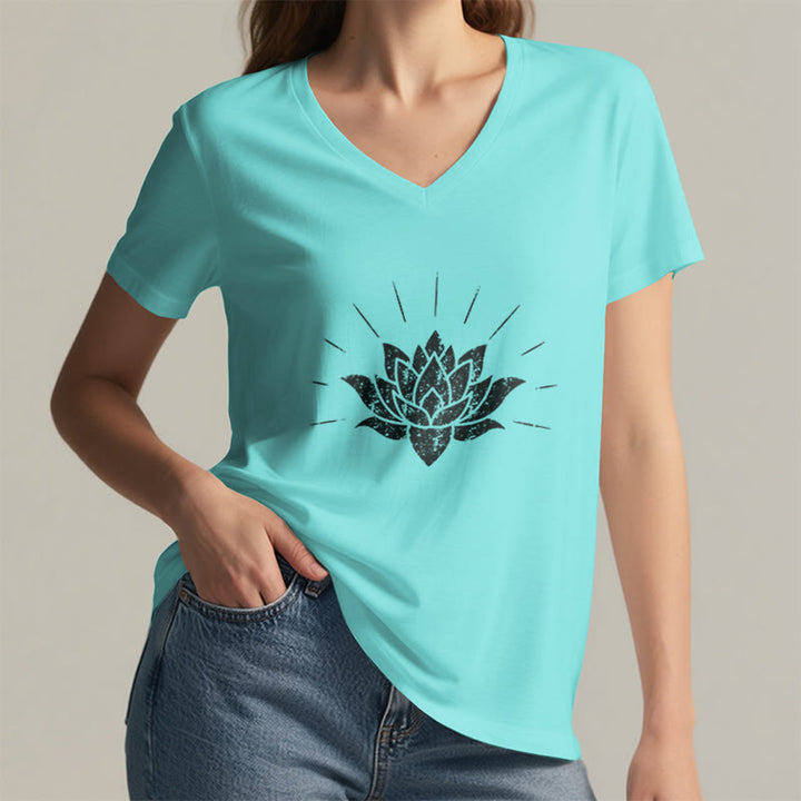 Olivenorma Lotus Zen Yoga V-neck T-shirt - image 23