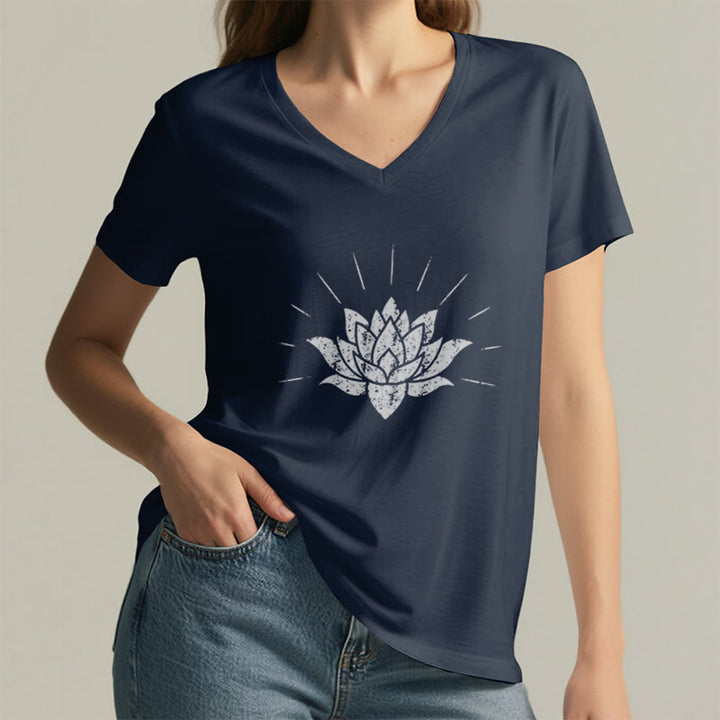 Olivenorma Lotus Zen Yoga V-neck T-shirt - image 9