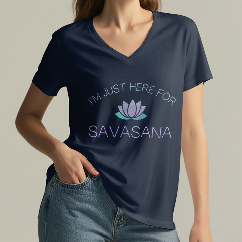 Olivenorma Here for Savasana Yoga V-Neck T-Shirt - image 9