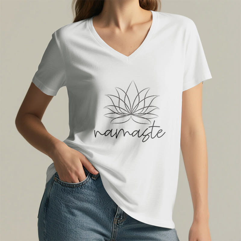 Olivenorma Yoga Meditation Namaste V-Neck T-Shirt - image 9