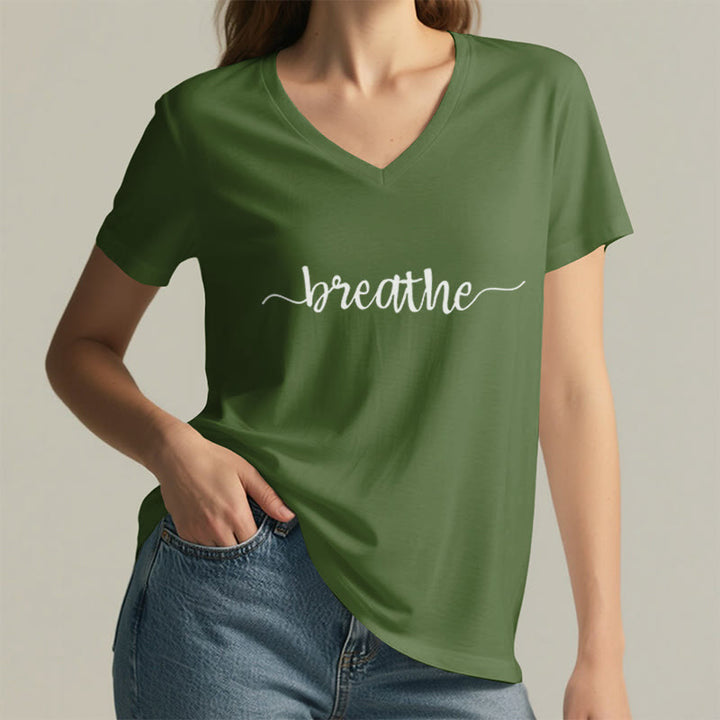 Olivenorma Breathe Yoga Meditation V-Neck T-Shirt - image 17