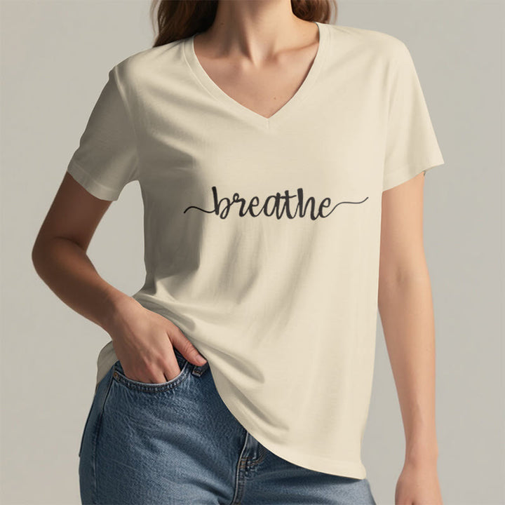 Olivenorma Breathe Yoga Meditation V-Neck T-Shirt - image 3