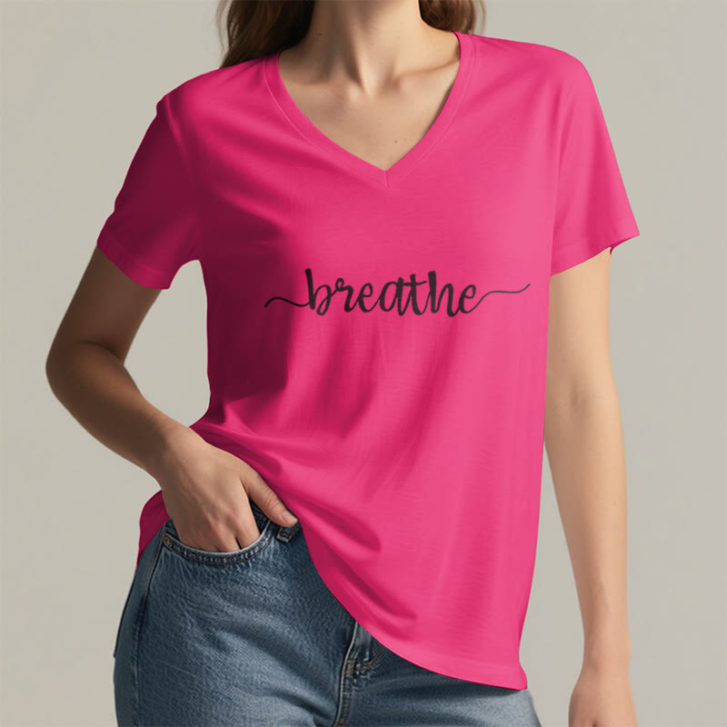 Olivenorma Breathe Yoga Meditation V-Neck T-Shirt - image 23