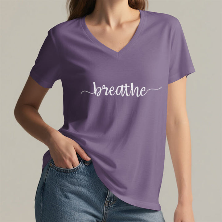 Olivenorma Breathe Yoga Meditation V-Neck T-Shirt - image 25