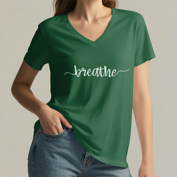 Olivenorma Breathe Yoga Meditation V-Neck T-Shirt - image 15