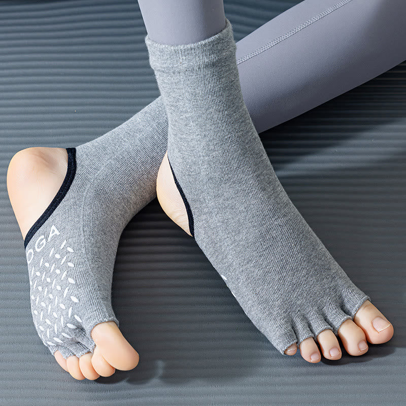Olivenorma Women's Non-Slip Grip Pilates Barre Socks with Breathable Toe Separation & Stable Studio Training Design Open-Toe Five-Toe Yoga Socks - Grey - 10 Pairs - image 10