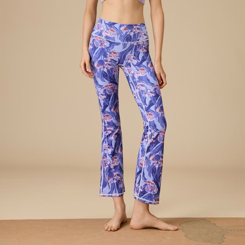 Olivenorma Women's Sculpted High-Waist Flare Yoga Pants - Purple-Blue Peony - XL - image 16
