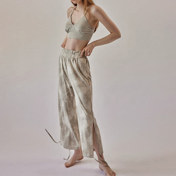 Olivenorma Women's Ink-Print Straight Tie Yoga Pants - image 6