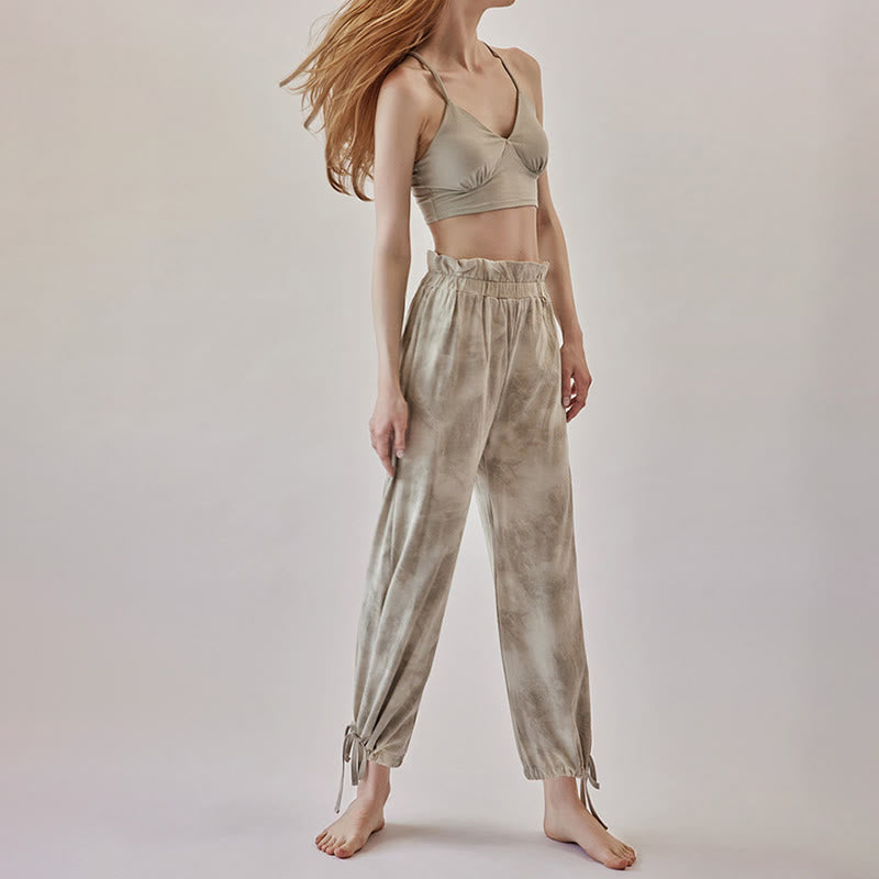 Olivenorma Women's Ink-Print Straight Tie Yoga Pants - image 7