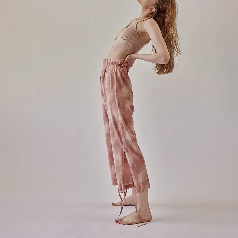 Olivenorma Women's Ink-Print Straight Tie Yoga Pants - image 2