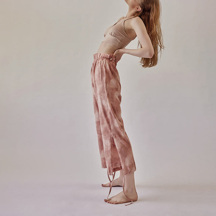 Olivenorma Women's Ink-Print Straight Tie Yoga Pants - image 2