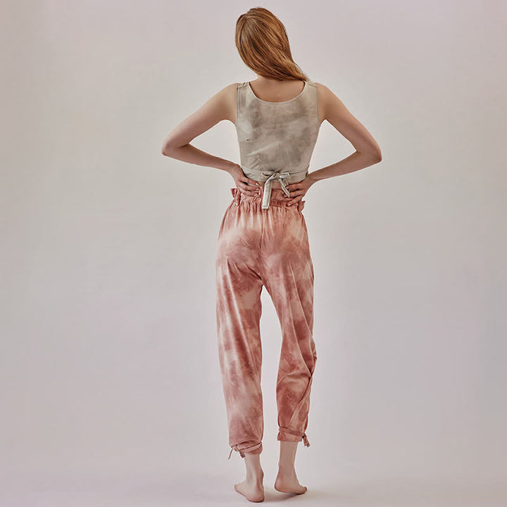 Olivenorma Women's Ink-Print Straight Tie Yoga Pants - image 3