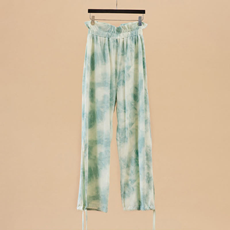 Olivenorma Women's Ink-Print Straight Tie Yoga Pants - Green - XL - image 10