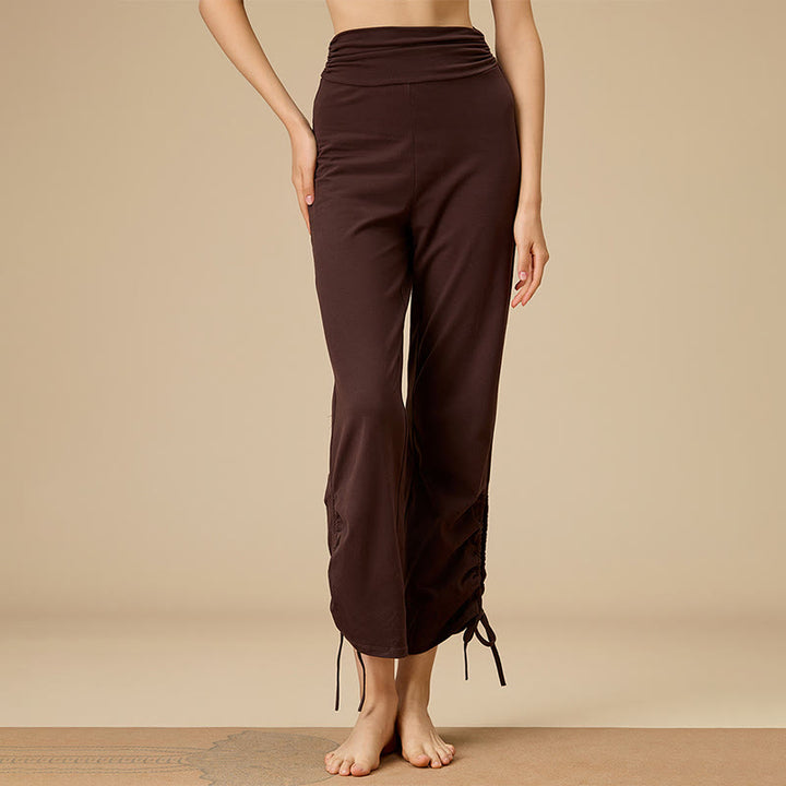 Olivenorma Women's Airy High-Waist Drawstring Wide Leg Pants - Brown - XL - image 0
